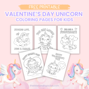 Valentine's Day Coloring Pages for Kids with unicorn design